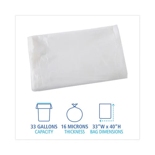 Boardwalk Z6640VNK High-Density 33-gallon 16-mic Industrial Can Liners 33 In. X 40 In. Flat Pack-Natural 200/Carton Commercial