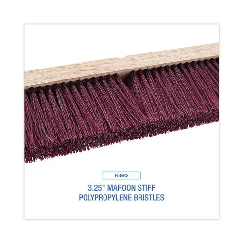Boardwalk 24 In. Floor Brush Head with 3.25 In. Maroon Stiff Polypropylene Bristles Commercial Cleaners