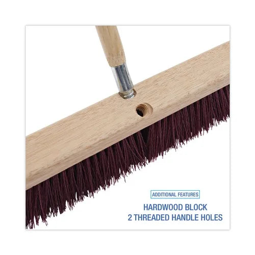 Boardwalk 24 In. Floor Brush Head with 3.25 In. Maroon Stiff Polypropylene Bristles Commercial Cleaners