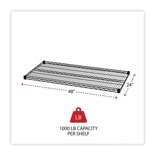 Alera ALESW584824BL Industrial Wire Shelving 48 In. X 24 In. Extra Wire Shelves-Black 2/Carton Stacking Racks & Shelves