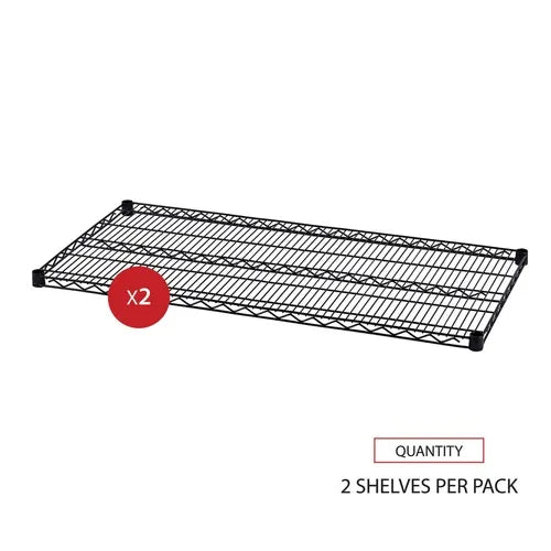 Alera ALESW584824BL Industrial Wire Shelving 48 In. X 24 In. Extra Wire Shelves-Black 2/Carton Stacking Racks & Shelves