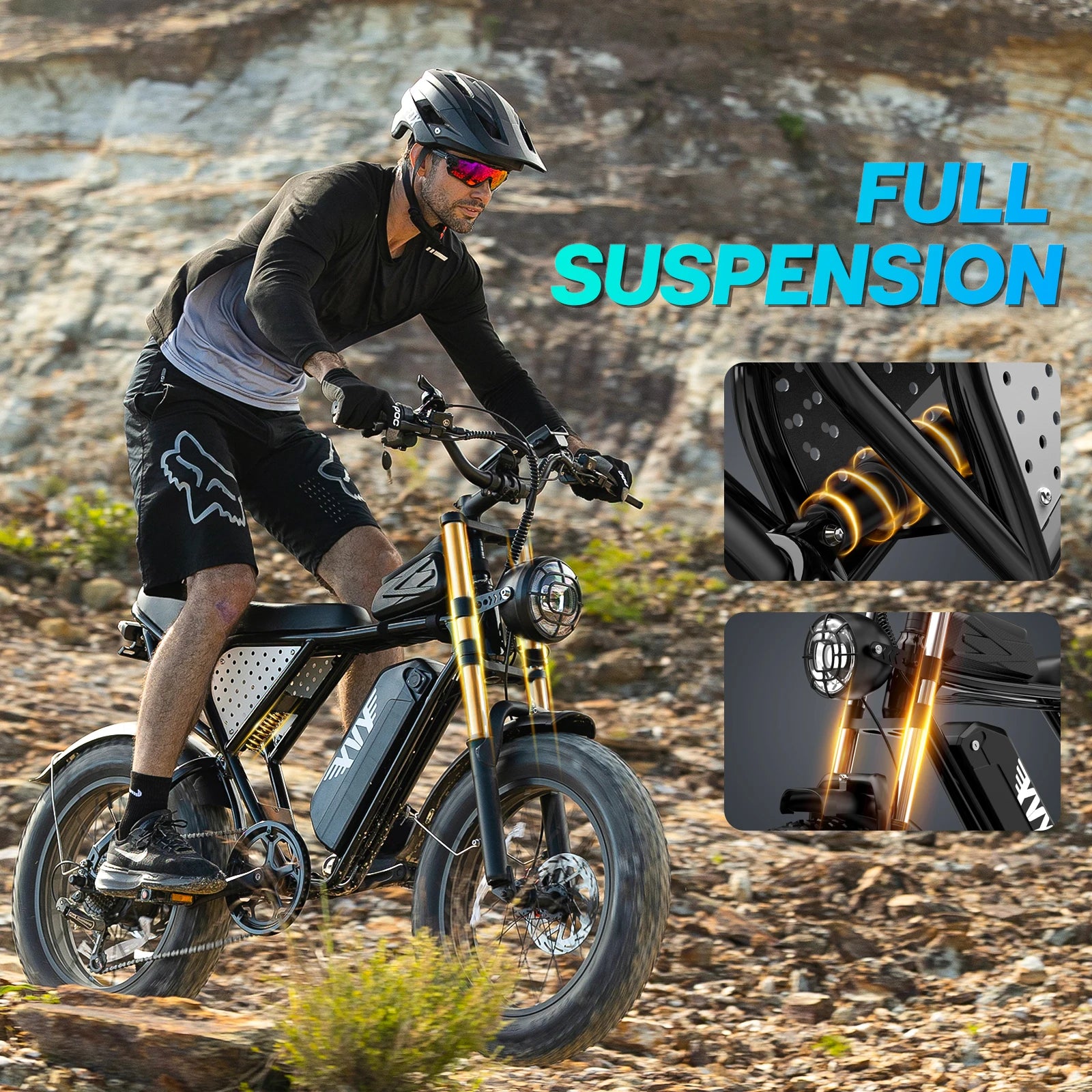 US Free Shipping Yvy Ridstar Q20 48v 20ah E Bike Electric Moped Electric Mountain Dirt Bike Fat Tire Electric Bicycle for Adults