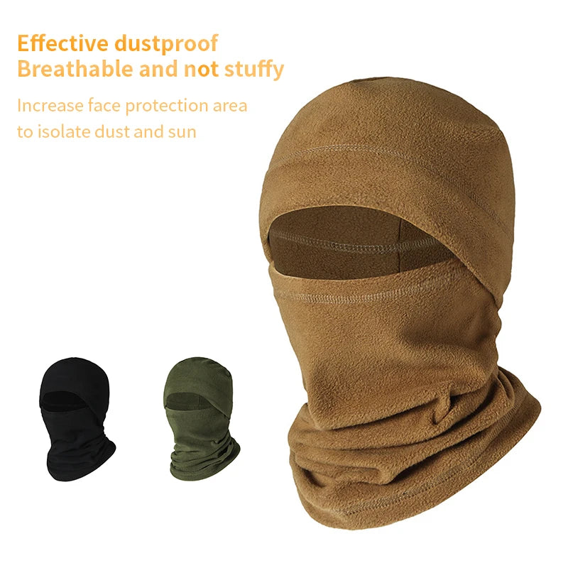 Winter Products Polar Fleece Cap Sports Cold Windproof Neck Warmer Gaiter Tactical Beanie Hat and Scarf Set for Men Women