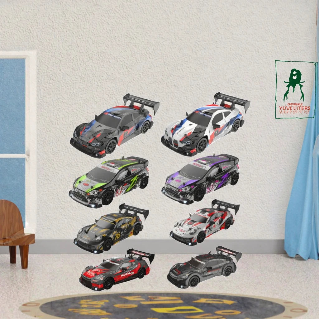 High-Speed Racing 1:24 Scale Mini Remote Control Drift Car 2.4GHZ 360-Degree Rotating Toy for Children Durable Metal Material
