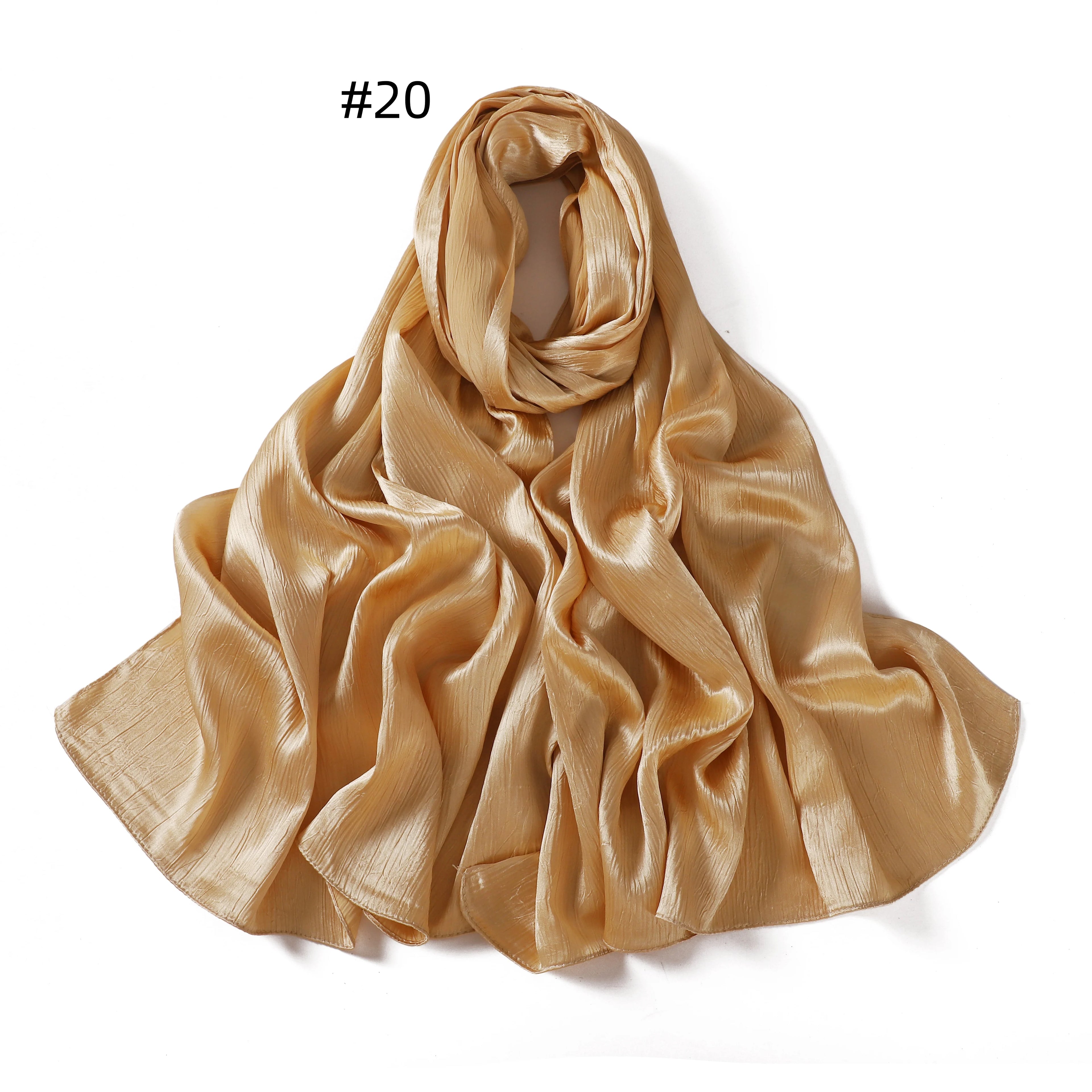 Crepe Silk Satin Solid Color Scarves Luxury Bandana Headband Headscarf Shawl Woman Turban Hijabs Rectangular Scarf for Women