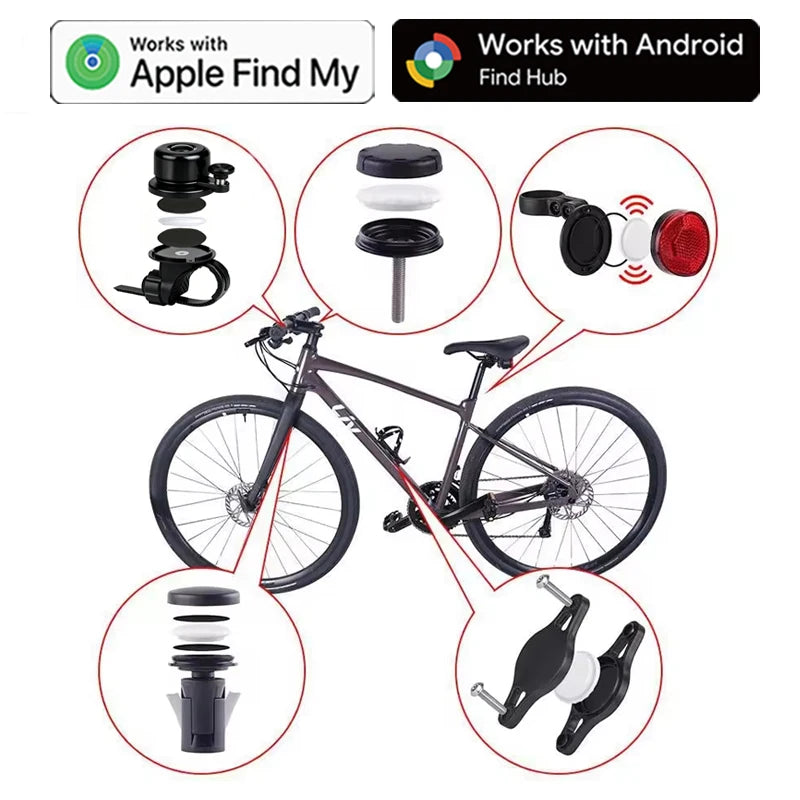 Global Location Aluminum Alloy Mini Bike Gold Bell Bicycle Air Tag GPS Tracker with Anti-lost Tag
