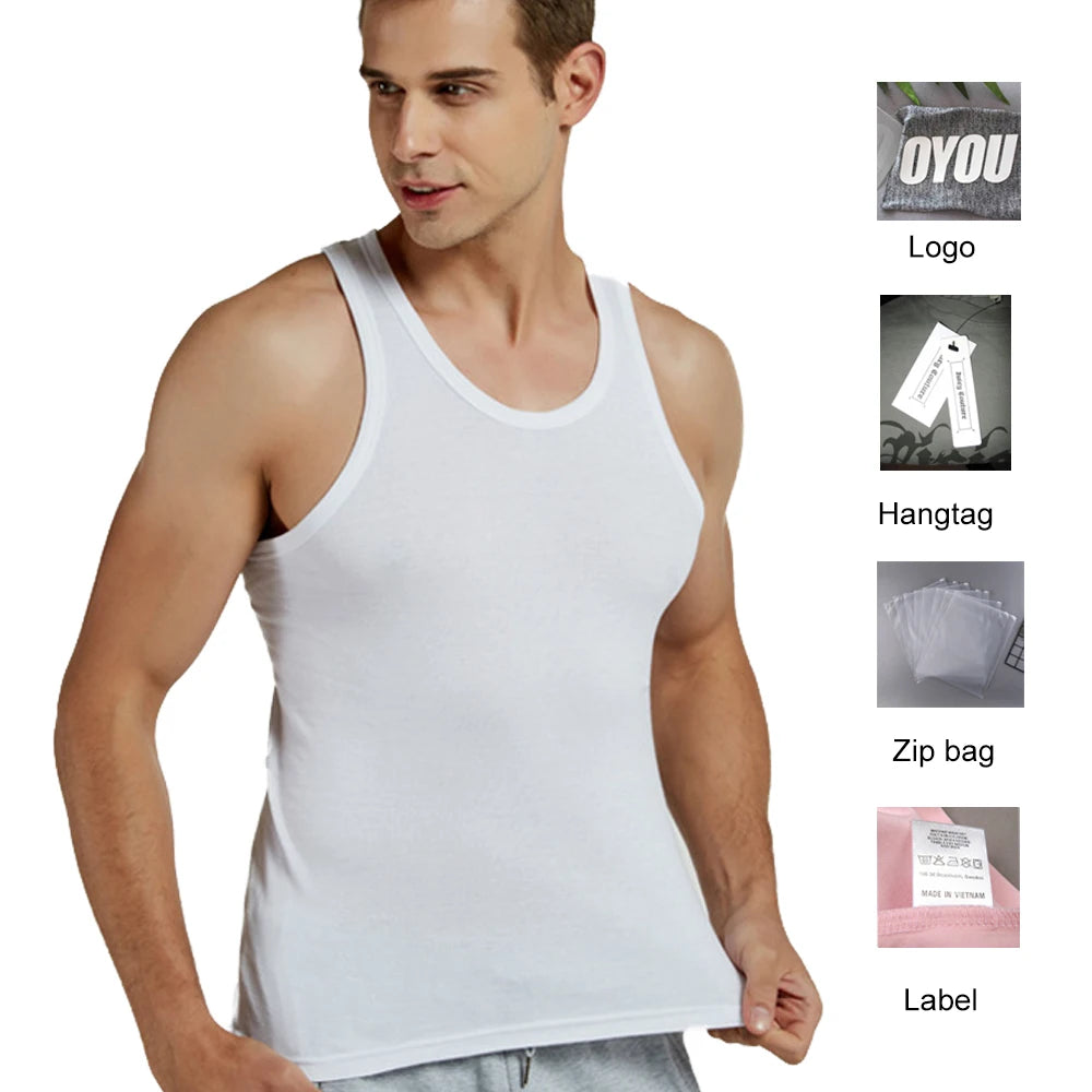 160 GSM Running Compression Gym Workout Stringer Muscle Tank Top Sweat Proof 100% Cotton Undershirt for Men