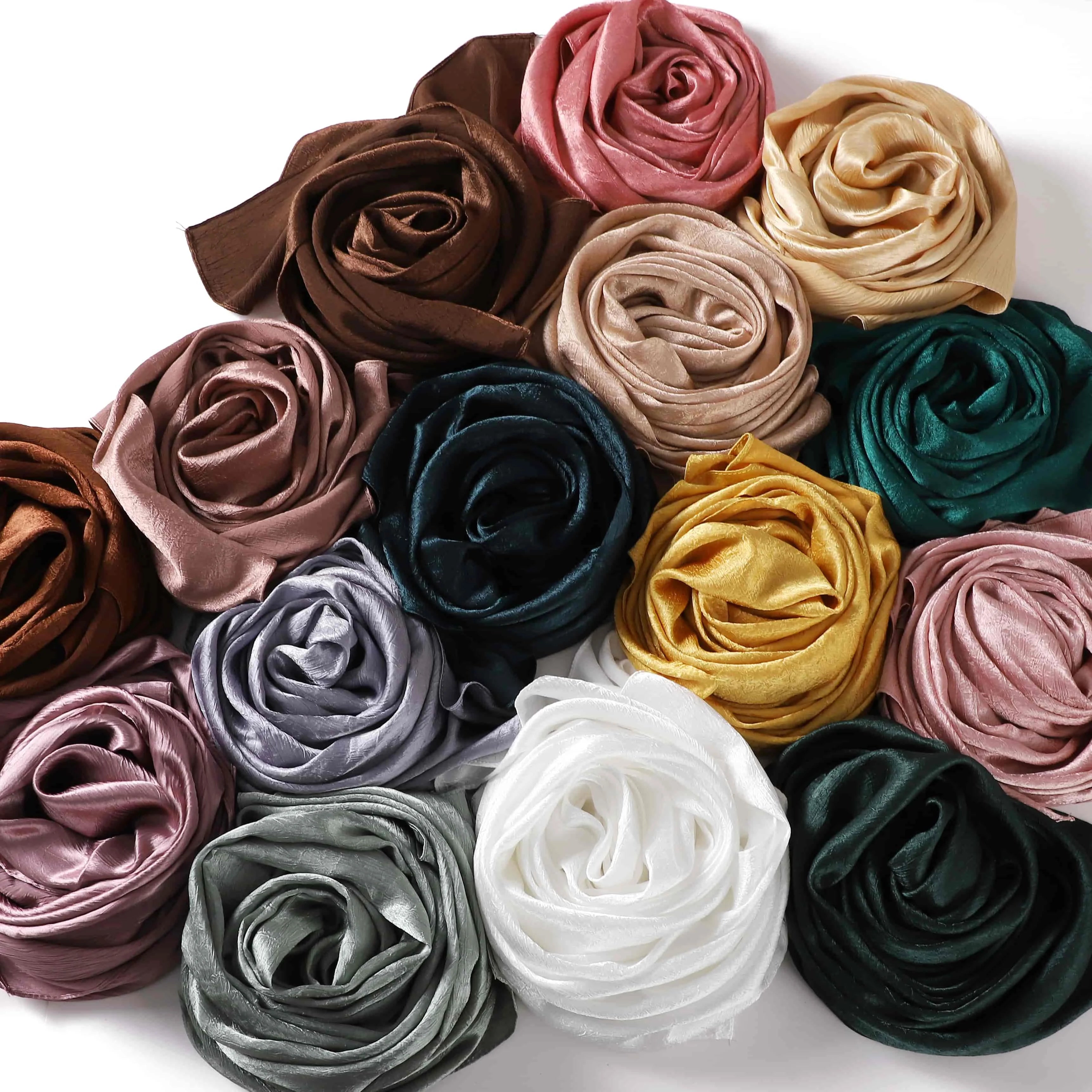 Crepe Silk Satin Solid Color Scarves Luxury Bandana Headband Headscarf Shawl Woman Turban Hijabs Rectangular Scarf for Women