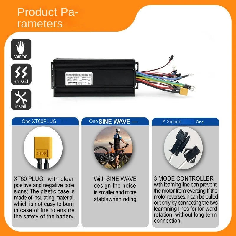 36-52V Electric Moped Accessories Modified Bicycle Lithium Battery with 45A Three-Mode Sine Wave Controller
