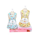Cute Dog Harness Dress For Small Dogs With Fruits Pattern And Lace Trim In Blue And Yellow Colors, Spring Summer Fall Pet Appare