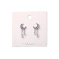 Moon Shape Drop Earrings 925 Silver White Gold Crystal Rhinestone Pear Cut Bezel Setting Romantic Women Everyday Wear