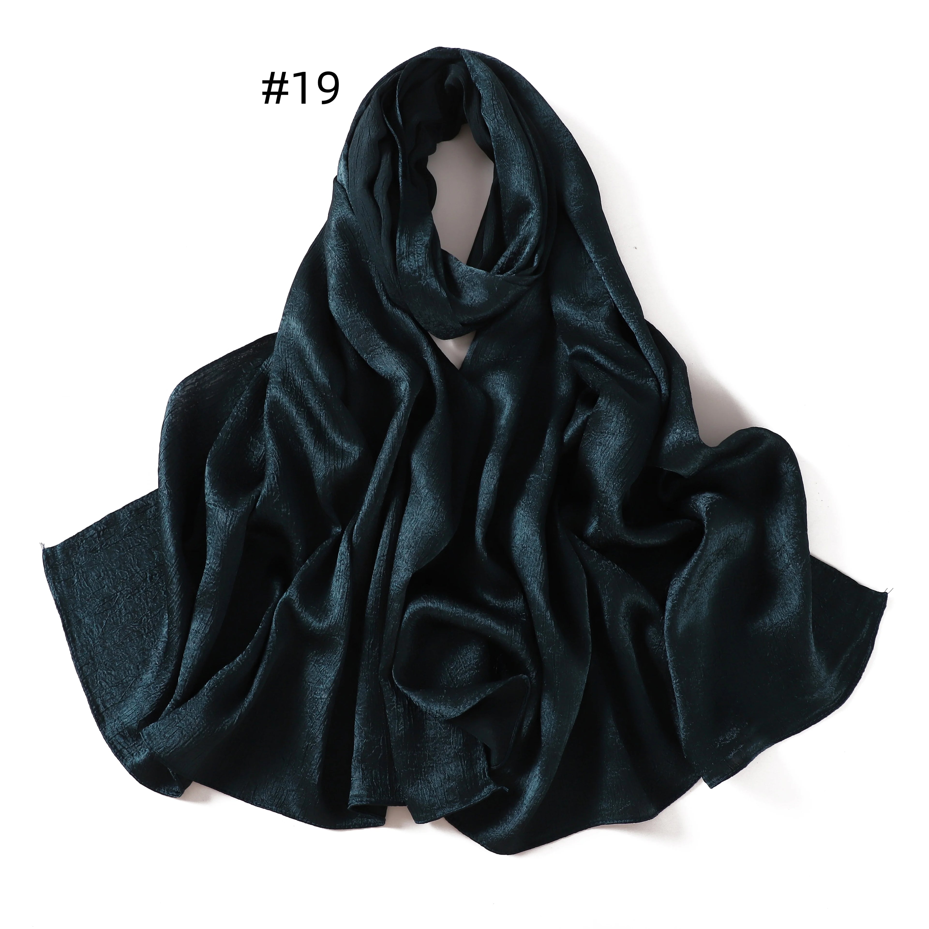 Crepe Silk Satin Solid Color Scarves Luxury Bandana Headband Headscarf Shawl Woman Turban Hijabs Rectangular Scarf for Women