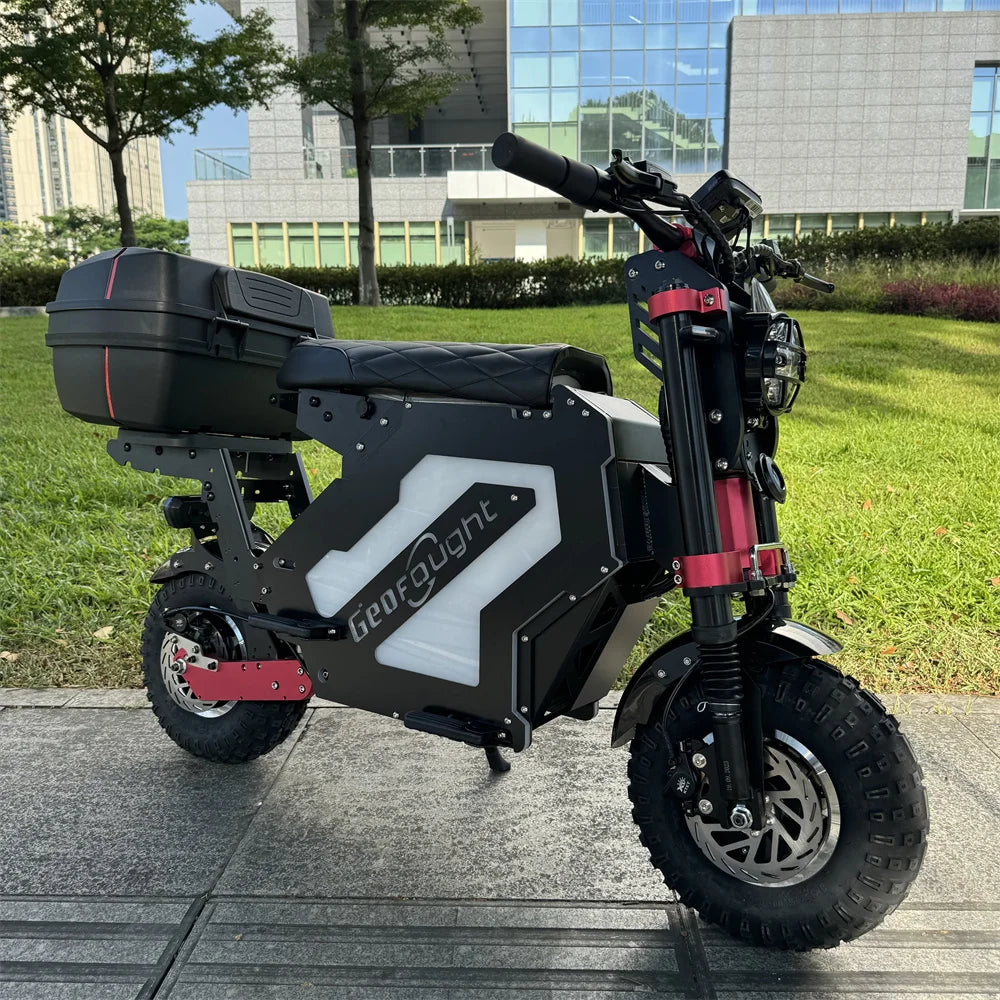 Geofought USA Free Shipping M5 72V 50AH Battery Full Suspension E-scooter 14inch Fat Tire Dual Motor Moped Electric Scooter