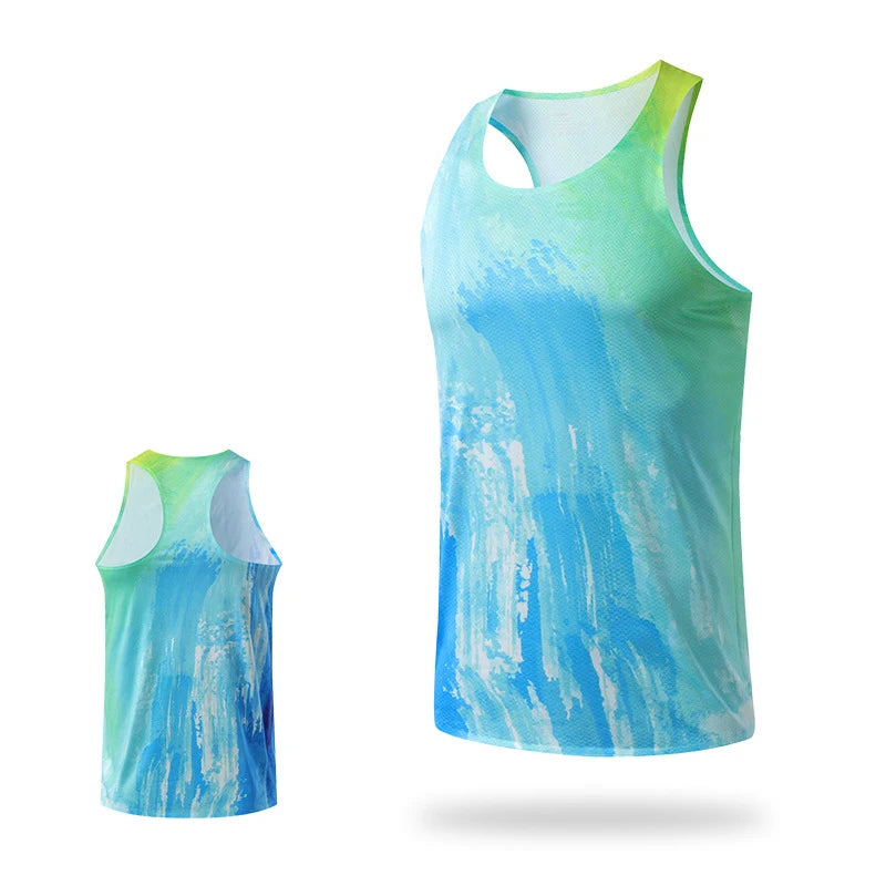Colorful Training Sports Vest Sweat-Wicking Sleeveless Sports I-tank Top Vest Men's Running Workout Vest
