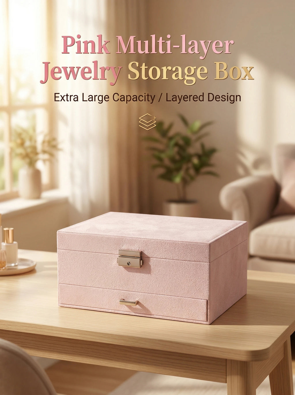 A Luxurious Dark Green Jewelry Storage Box, Designed Specifically Exquisite Three-tiered Drawer-style Jewelry Box