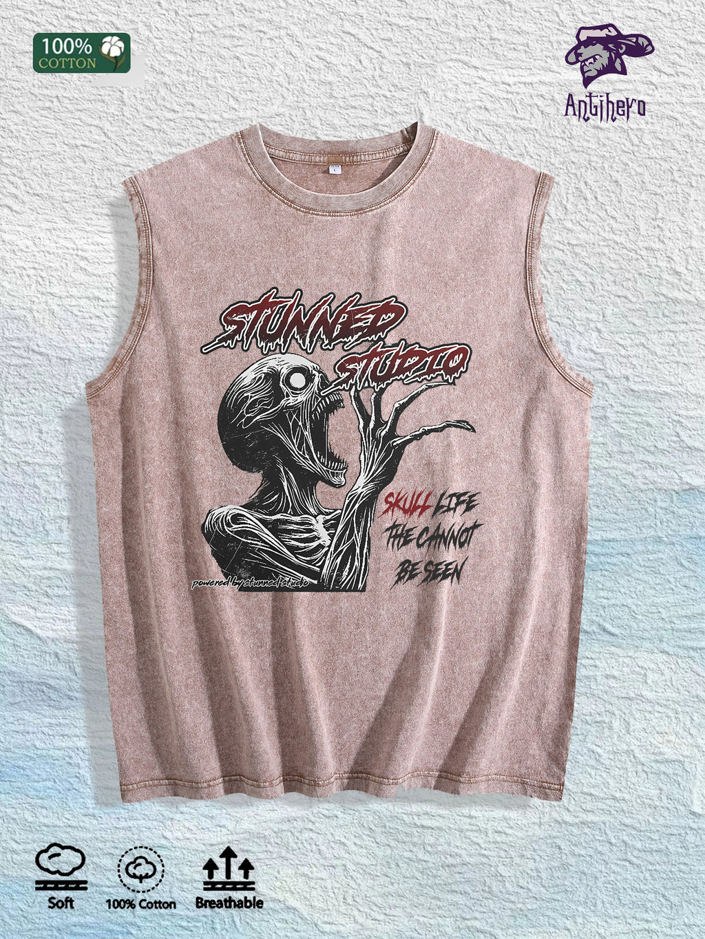 Antihero Stunned Studio Skull Tank Top 100% Cotton US Warehouse 7 Colors