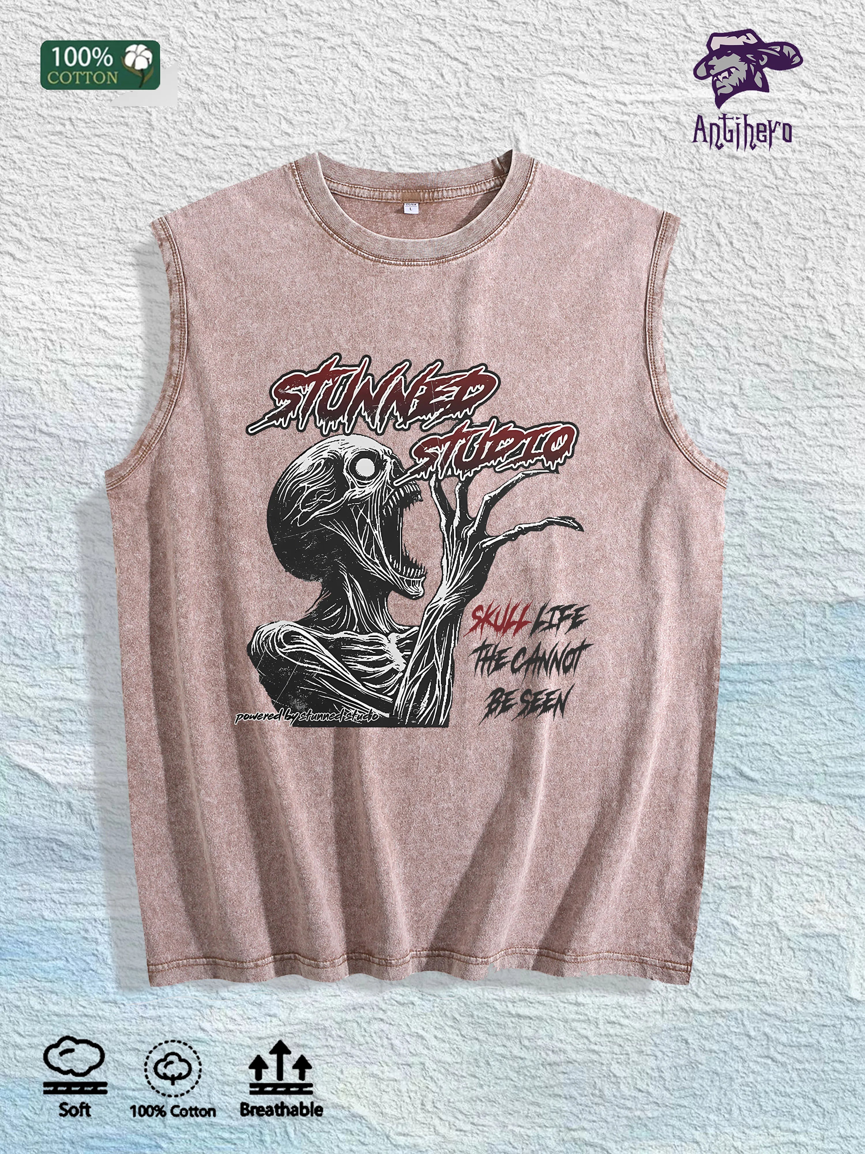 Antihero Stunned Studio Skull Tank Top 100% Cotton US Warehouse 7 Colors