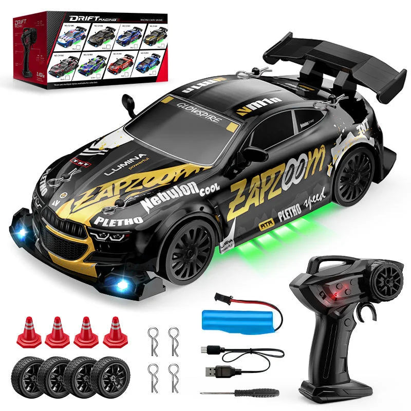 1/24 Scale Metal Remote Control Drift Car 2.4GHz 4WD High-Speed Sports Model with Follow Me & Auto Return for Boys Gift
