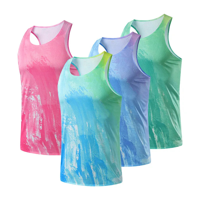 Colorful Training Sports Vest Sweat-Wicking Sleeveless Sports I-tank Top Vest Men's Running Workout Vest