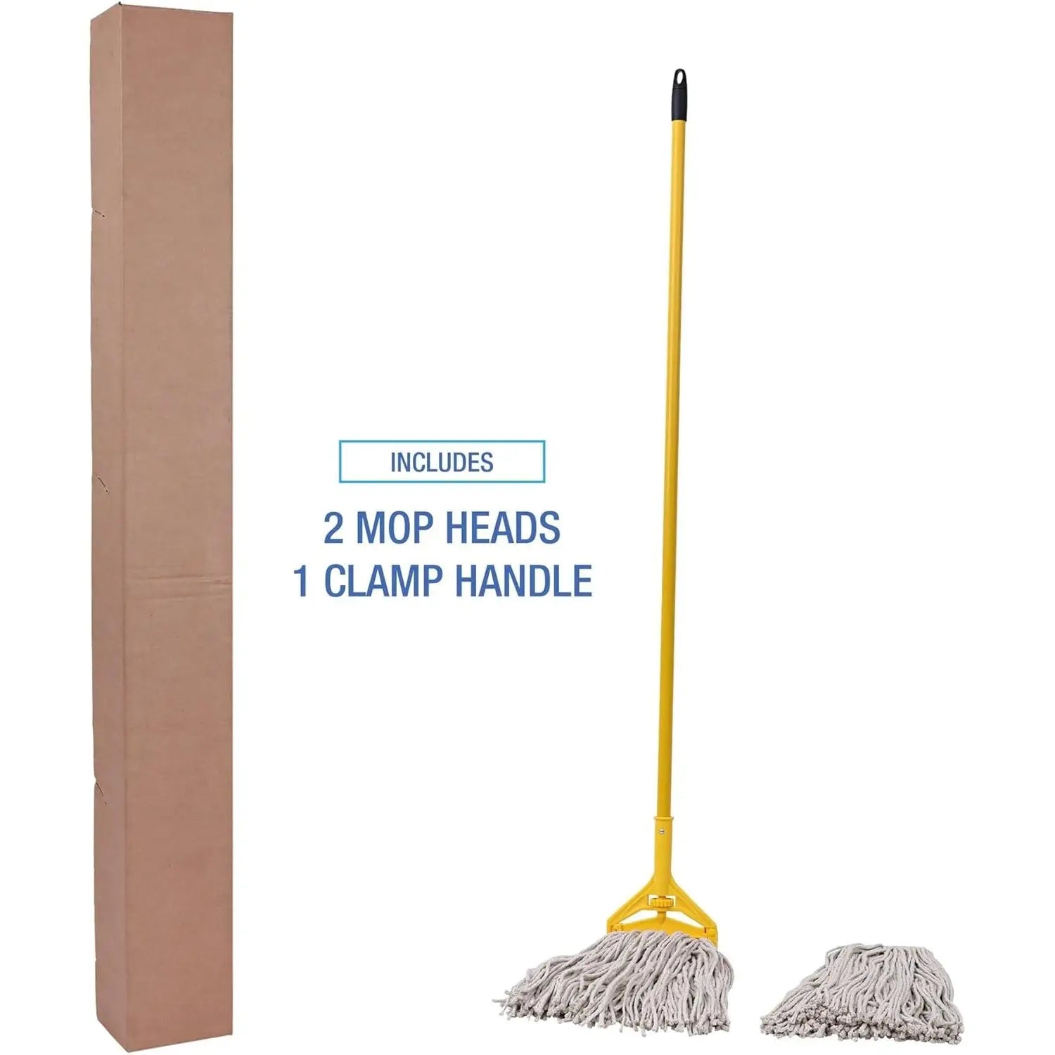 Boardwalk 5324C Cut-End Mop Kits #24 Natural 60-Inch Yellow Handle Rectangle Plastic Basket Sponge Dishwasher Safe House