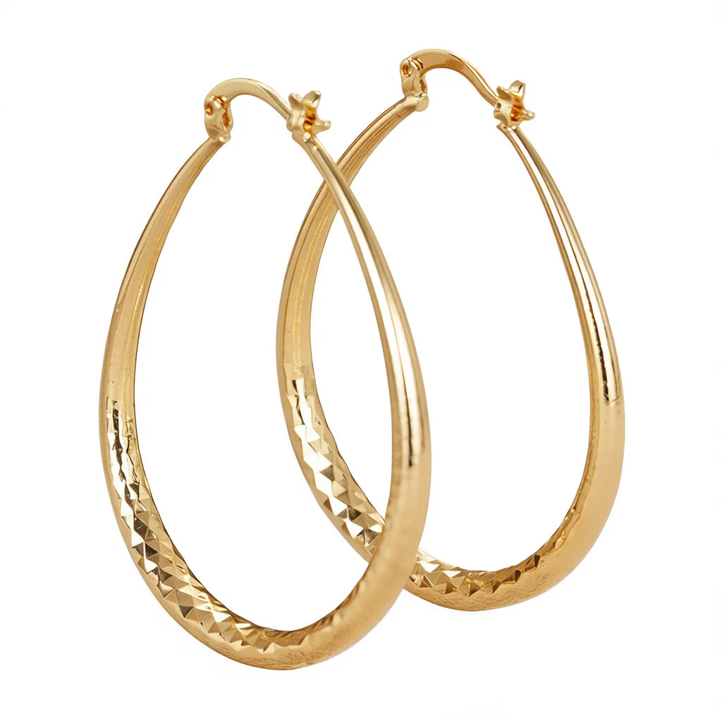E4473 Golden Hoop Earrings for Women Gold Plated Stainless Steel Zircon Classic Fashion Jewelry