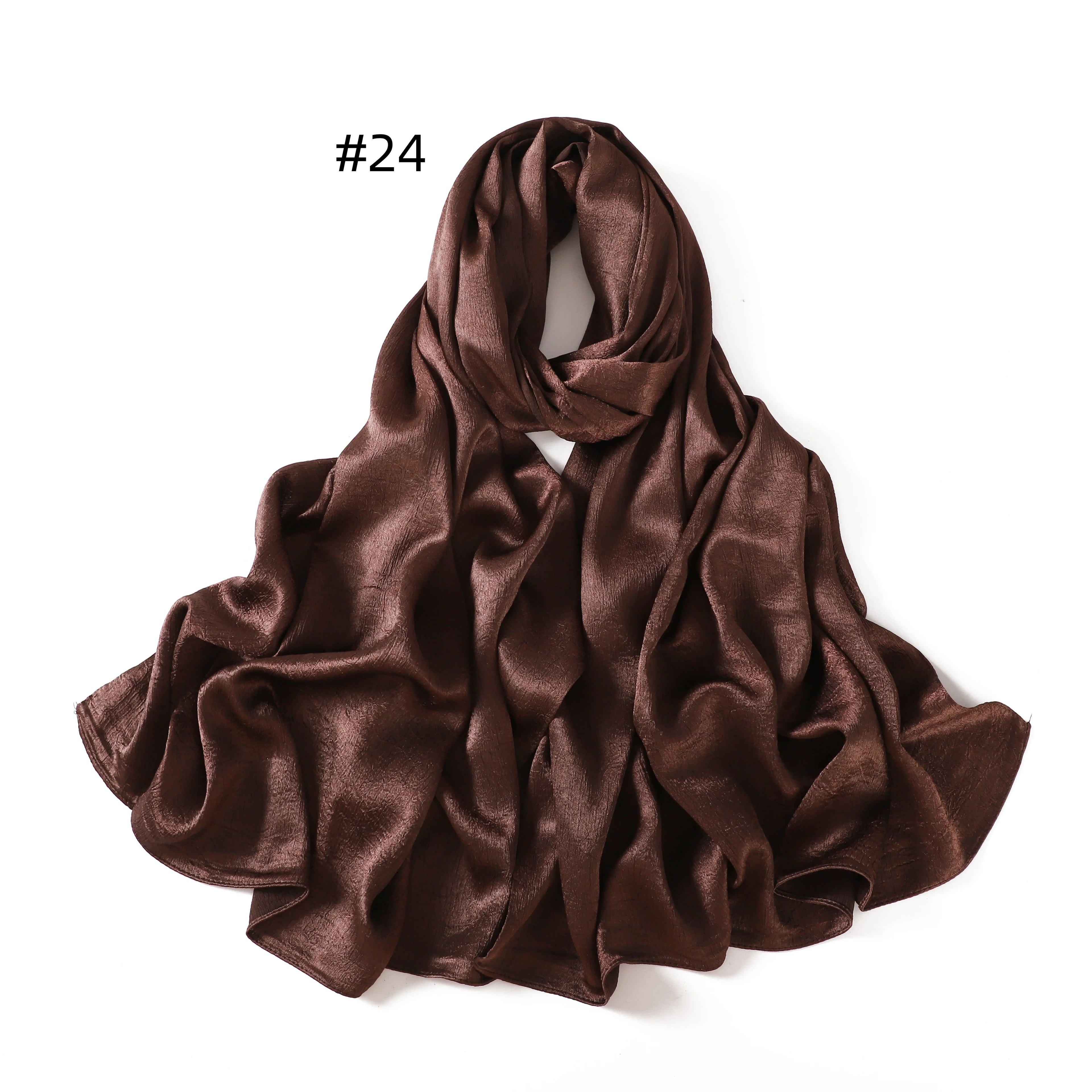 Crepe Silk Satin Solid Color Scarves Luxury Bandana Headband Headscarf Shawl Woman Turban Hijabs Rectangular Scarf for Women
