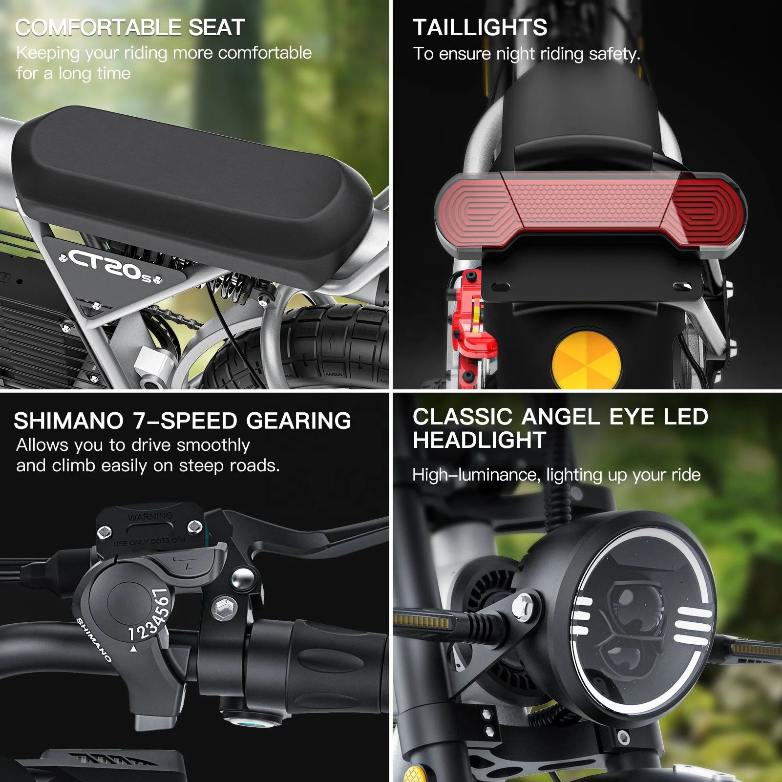Coswheel CT20S Fat Tire Electric Bike Adults 60V 2000W Power Fast Ebike 50km/h High Speed E Dirt Bike Electric Mountain Bike