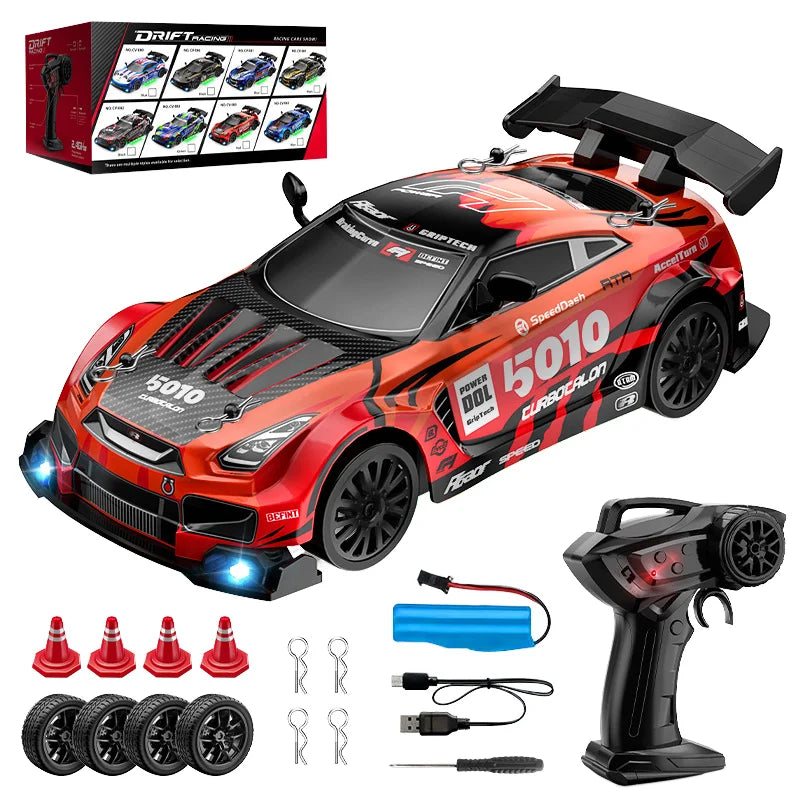 NEW 1/24 Metal Remote Control Drift Car 2.4GHz 4WD High-Speed Sports Model Racing Toy for Boys