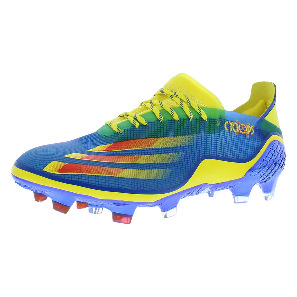 For Men's X Ghosted.1 FG Soccer Shoes Blue/Vivid Red/Bright Yellow Color Vietnam MSS-FY1223 | 100% Authentic