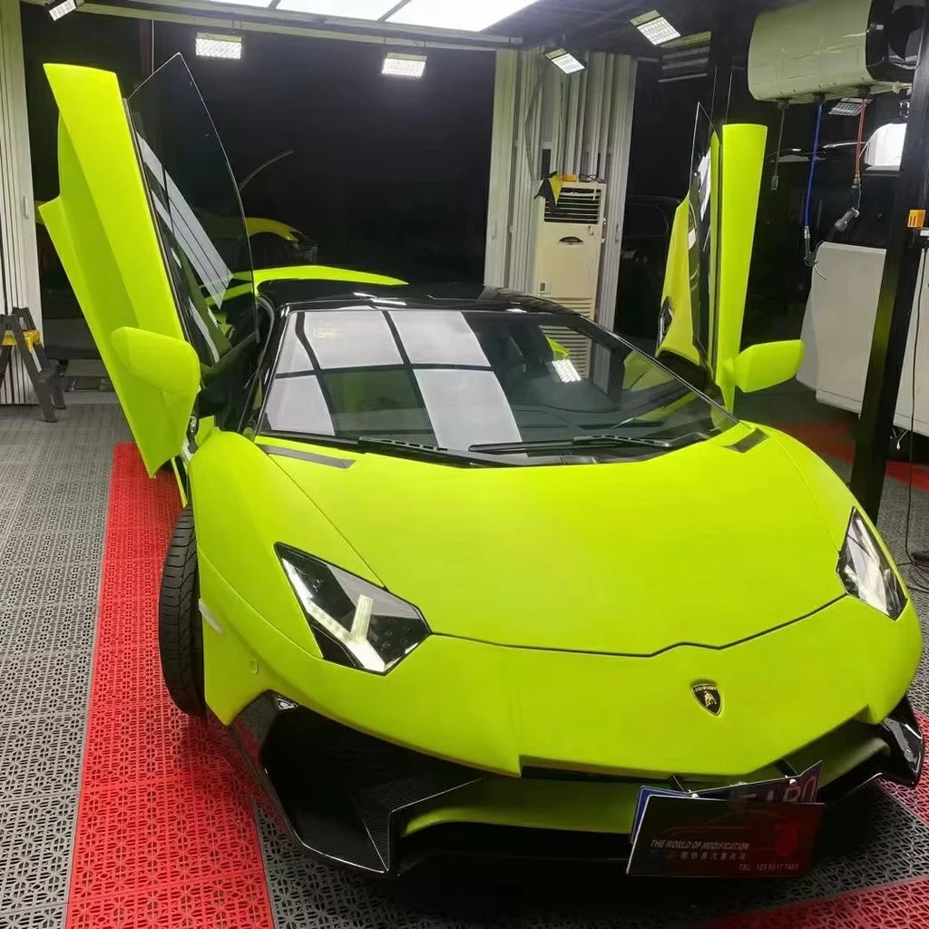 Matte Fluorescent Green Luxury 7.5mil Color Changing Vinyl Film Automotive Body Coverage-Full Vehicle Customization Wrap 90%