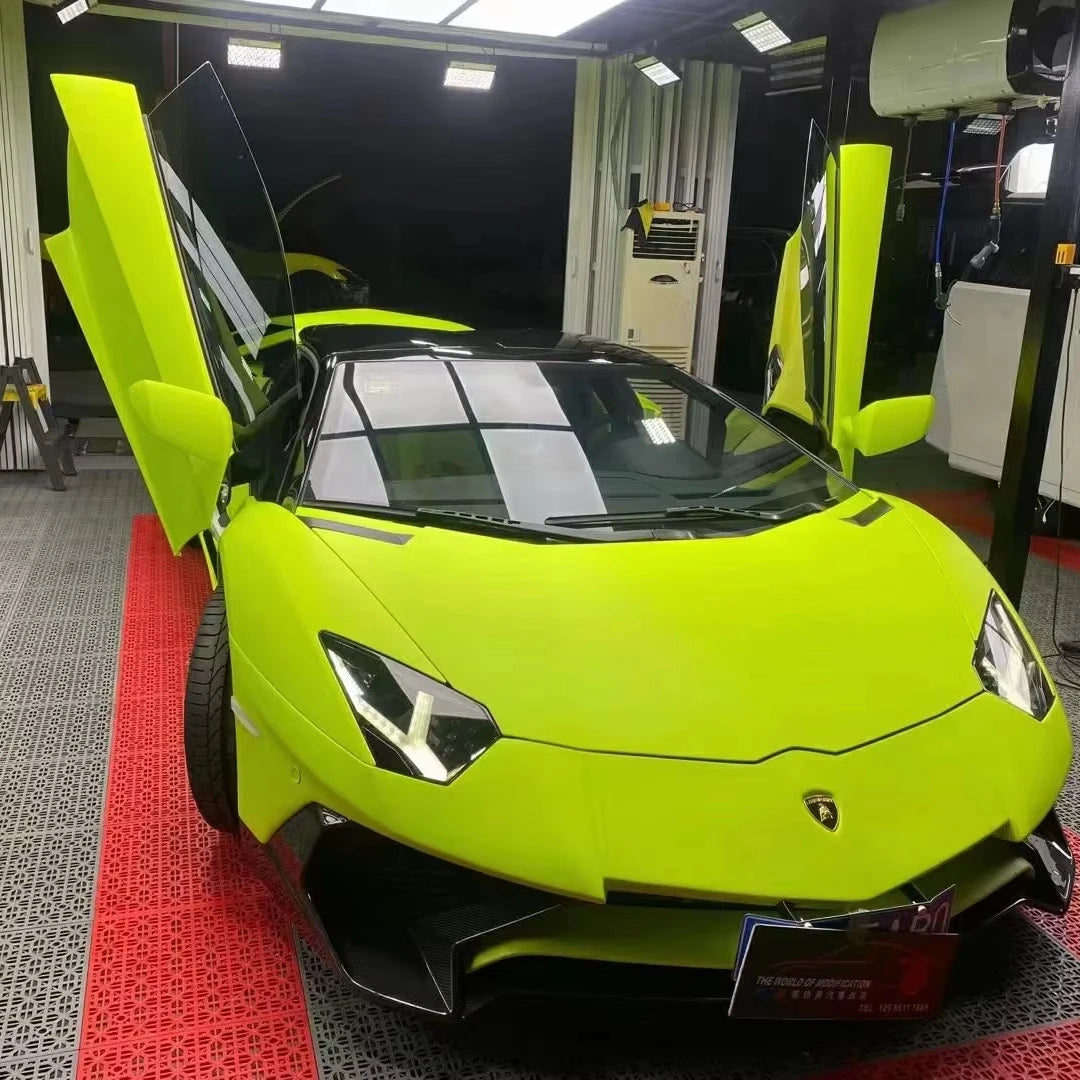 Matte Fluorescent Green Luxury 7.5mil Color Changing Vinyl Film Automotive Body Coverage-Full Vehicle Customization Wrap 90%