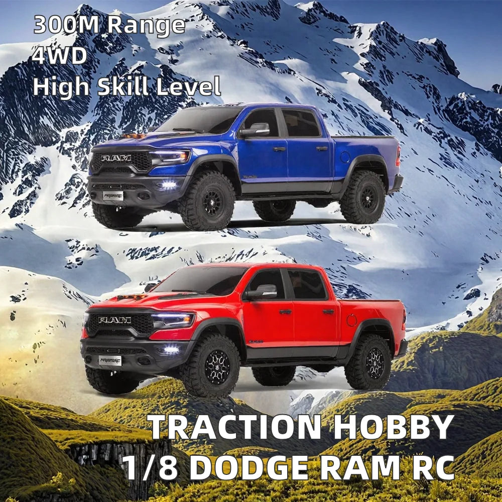 Traction Hobby KM 1/8 Scale Dodge RAM 1500 RC Rock Crawler RTR Pickup Truck 4WD Brushless Metal Expert Remote Car