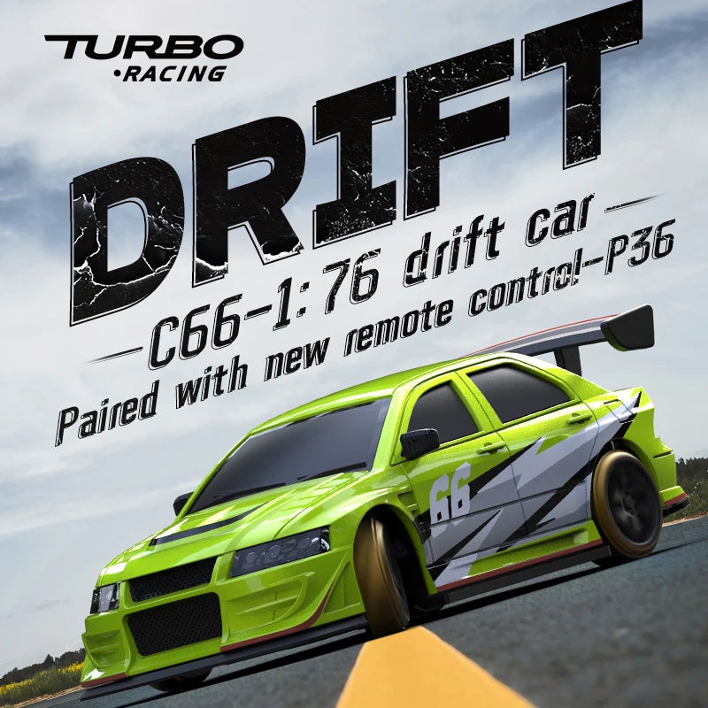 Turboracing 1/76 C66 Drift RC Car with Gyro Mini 2.4G RTR Hobby Grade Professional Remote Control Model Toy Cars for Adult Kids