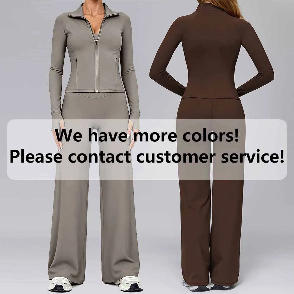 XW-Q075+Q073 Matching Lightweight Butt Lifting Gym Clothing Activewear Fitness Long Sleeve Leggings Athletic Women Yoga Wear Set