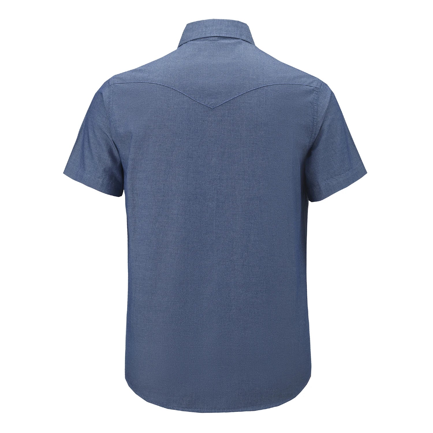 Mens Denim Western Cowboy Causal Pearl Snap Button up Short Sleeve Regular Fit Shirts