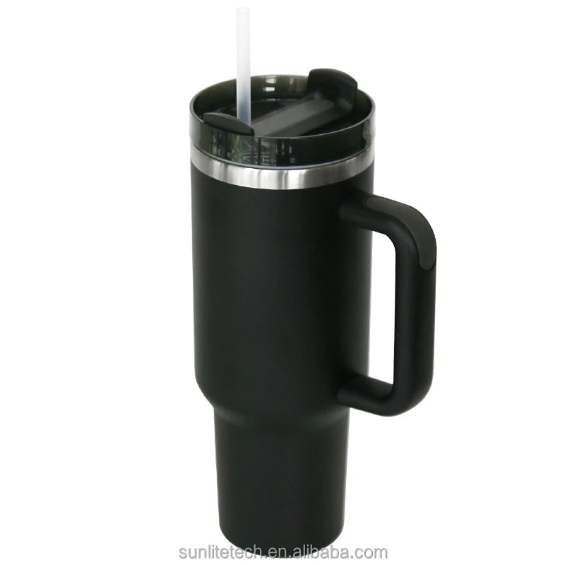 US Warehouse Travel Tumbler Wholesale Bulk Reusable Coffee Cup 40oz Pink Travel Mug Stainless Steel Cup 40oz Tumbler With Handle