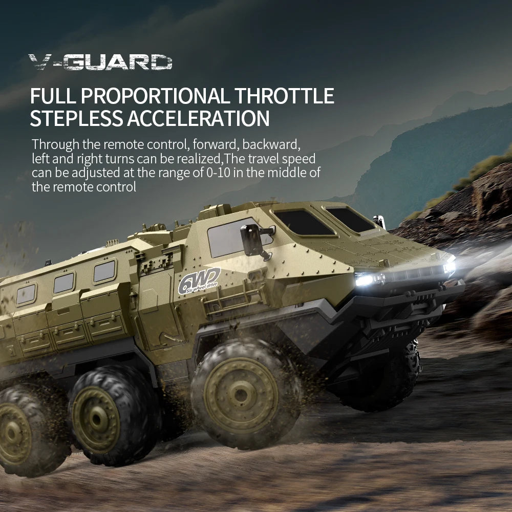 2.4g 1:16 Six-wheeled Armored Remote Control Vehicle Simulates Carrier Truck Climbing Model Toy Car at High Speed 20km/h