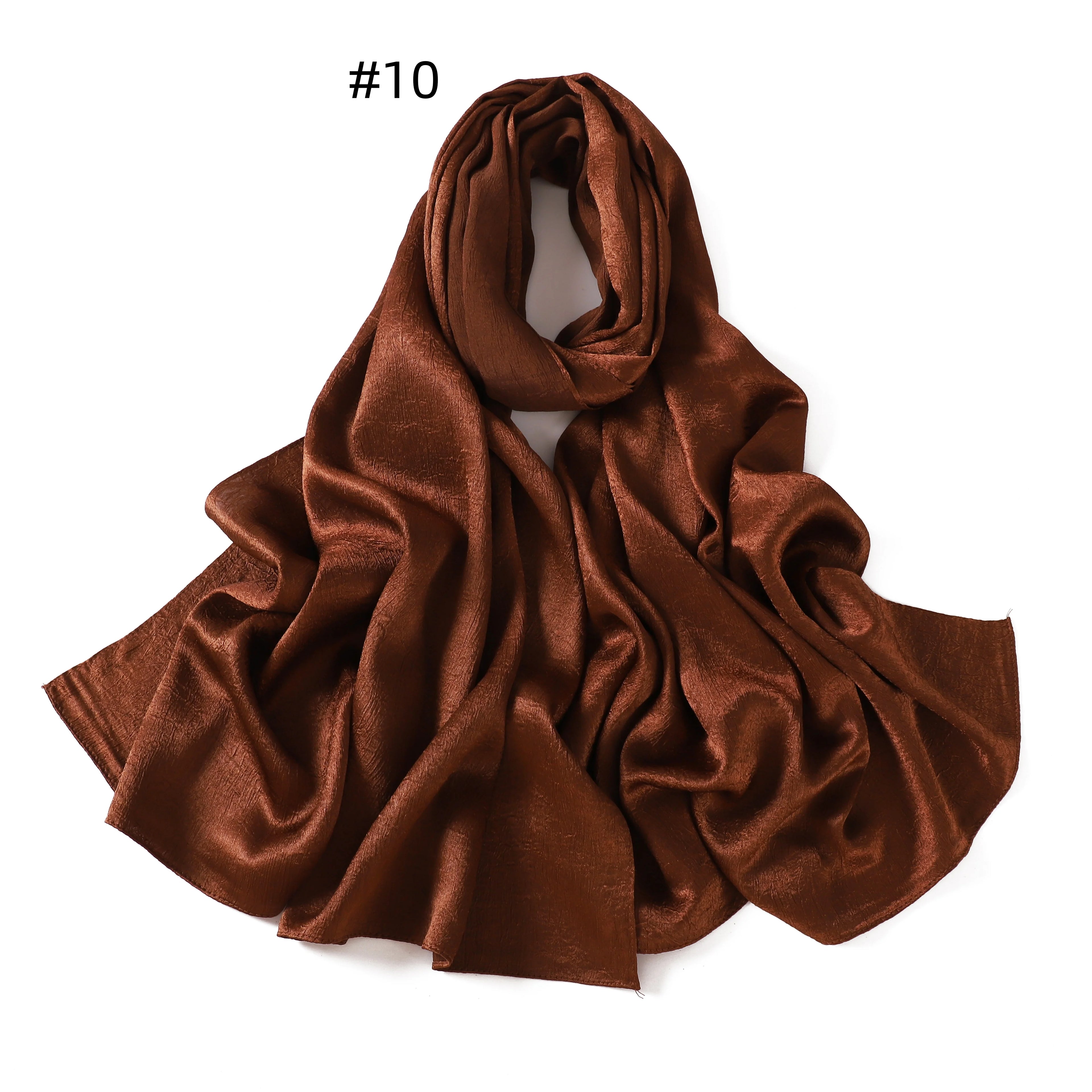 Crepe Silk Satin Solid Color Scarves Luxury Bandana Headband Headscarf Shawl Woman Turban Hijabs Rectangular Scarf for Women