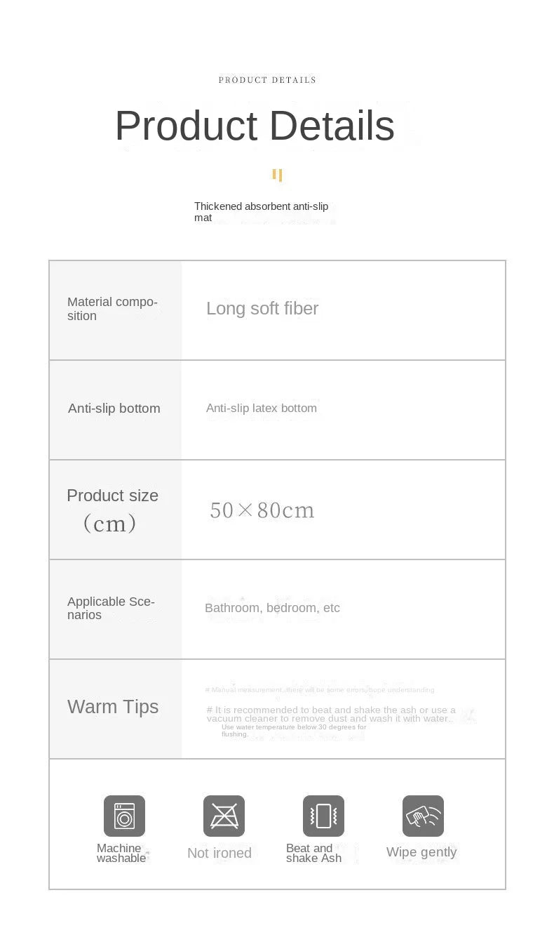 Factory Hot SellingCustomizable Size High Quality Absorbent Non-Slip Polyester Floor Door  Room Bath Mats