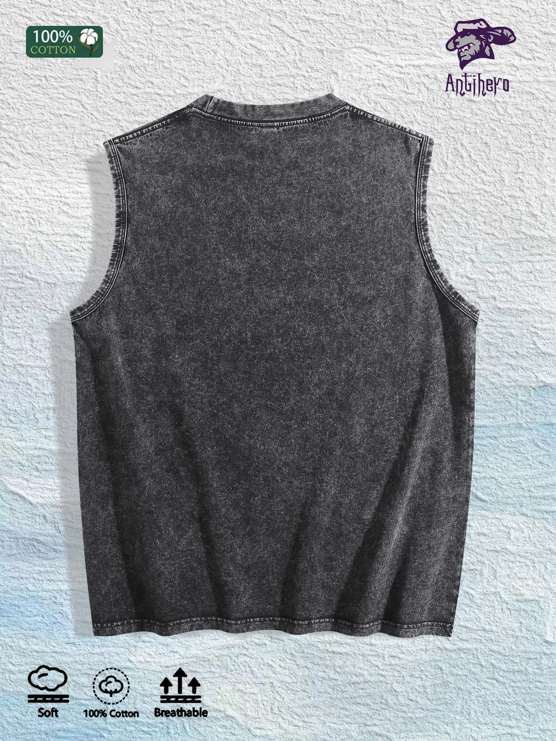 Brescia Italy Graphic Washed Vest US Warehouse 3 Colors Cotton Tank