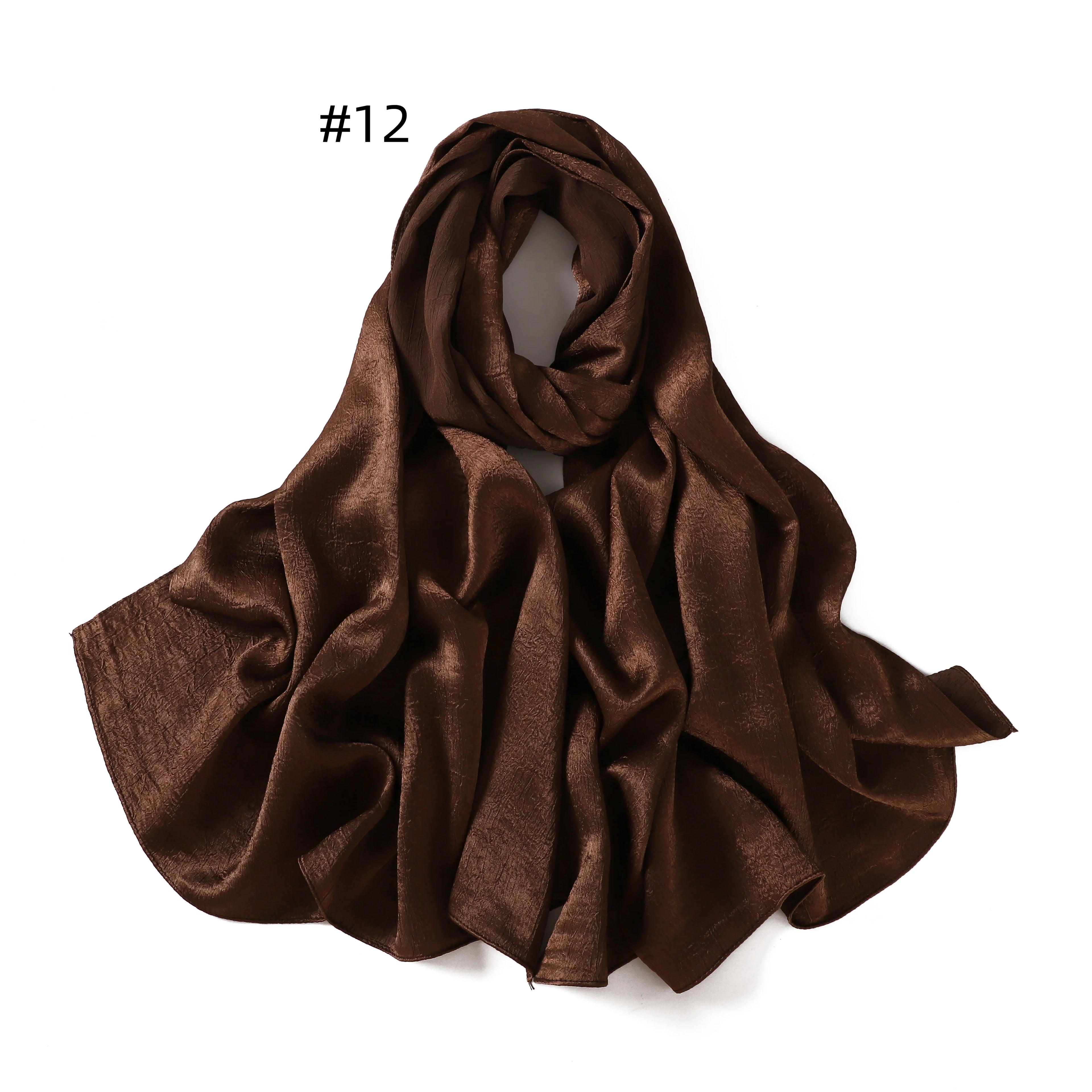 Crepe Silk Satin Solid Color Scarves Luxury Bandana Headband Headscarf Shawl Woman Turban Hijabs Rectangular Scarf for Women