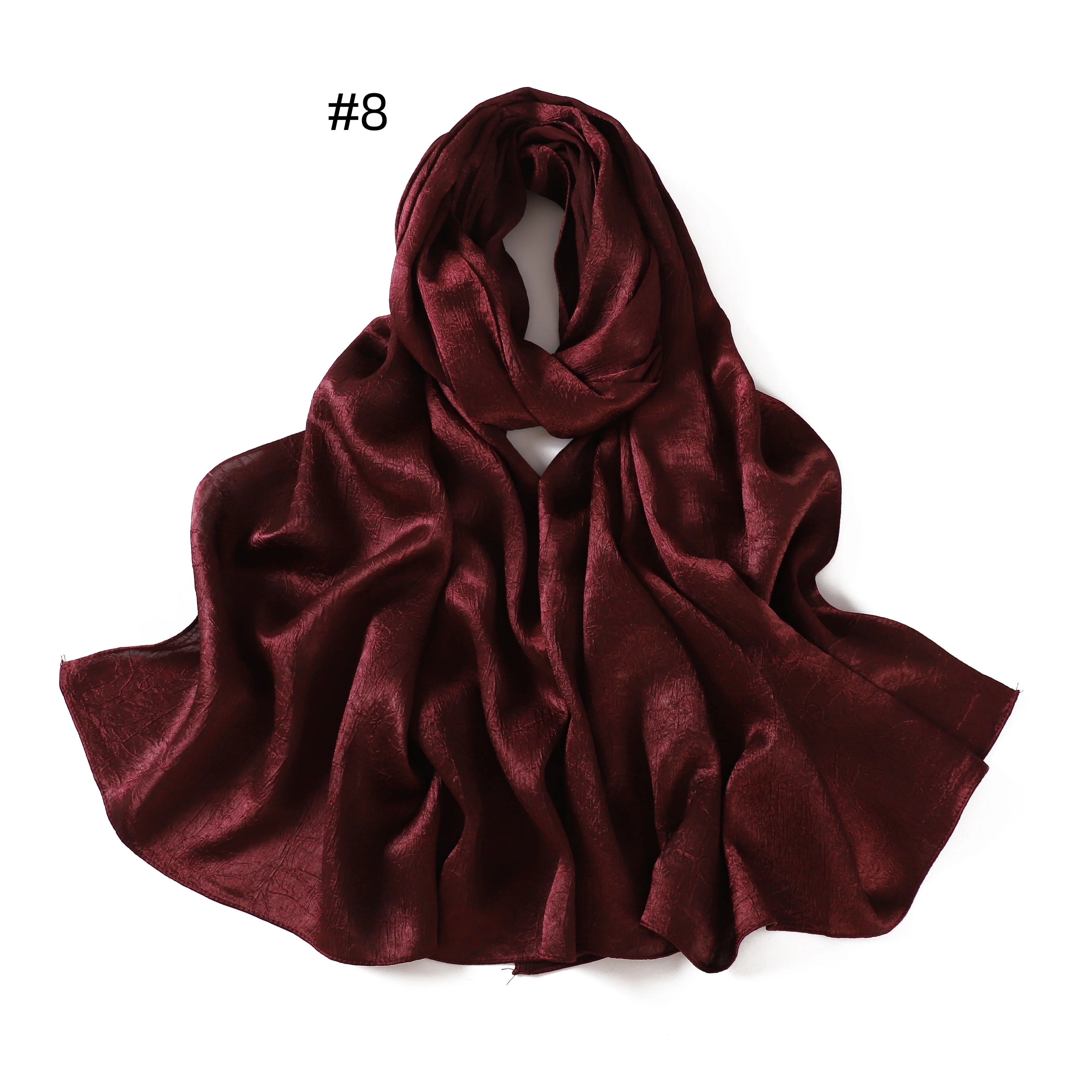 Crepe Silk Satin Solid Color Scarves Luxury Bandana Headband Headscarf Shawl Woman Turban Hijabs Rectangular Scarf for Women
