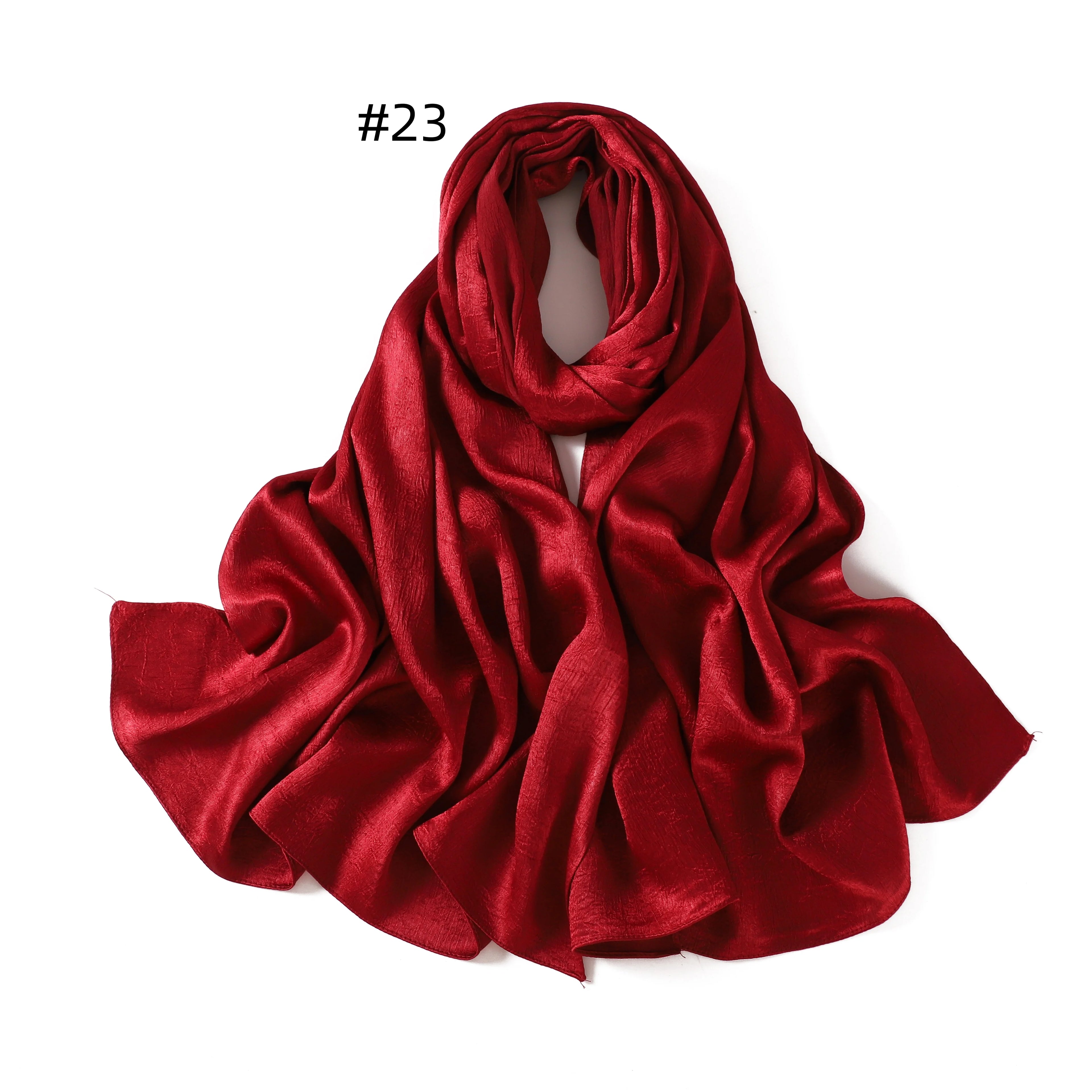 Crepe Silk Satin Solid Color Scarves Luxury Bandana Headband Headscarf Shawl Woman Turban Hijabs Rectangular Scarf for Women