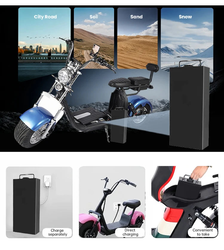 [US Stock & Free Shipping] 60V 20Ah Lithium Ion Battery Pack for Citycoco CP3 Electric Moped,E-Scooter/Fat Tire Scooter Battery