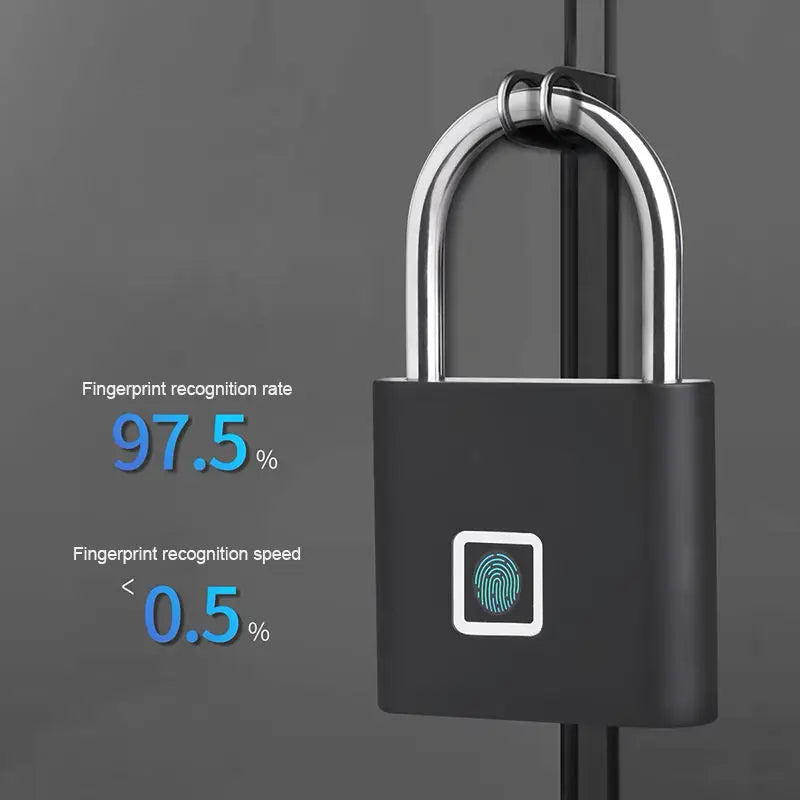 New Products 2025 Keyless Waterproof Metal Fingerprint Smart Padlock with USB Charging - Portable Mini Bike & Door Security Lock