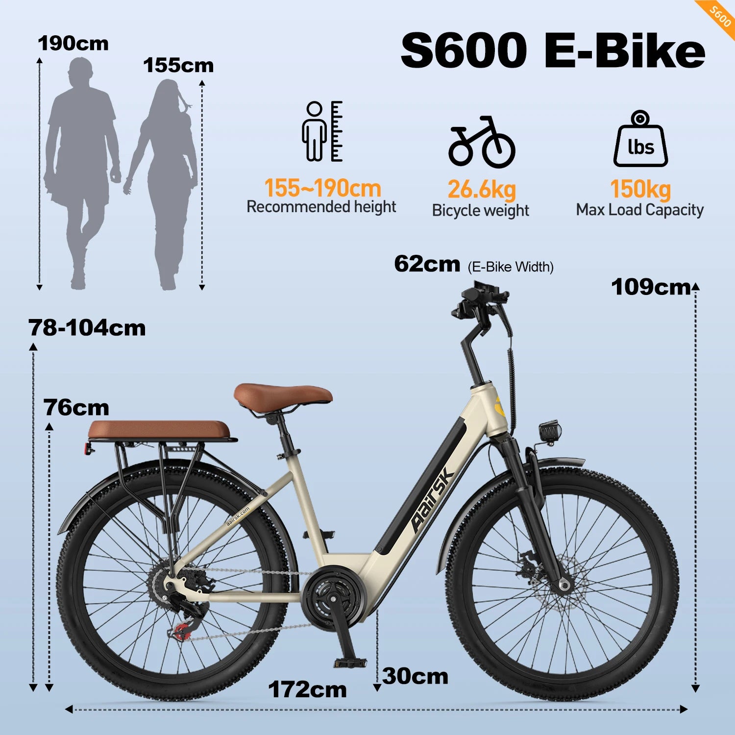 Aairsk EU Stock 26 Inch 250W Ebike With 36V 13Ah Lithium Battery City Woman Moped Style Removable Battery Electric Bike Bicycle