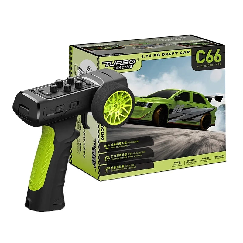 Turboracing 1/76 C66 Drift RC Car with Gyro Mini 2.4G RTR Hobby Grade Professional Remote Control Model Toy Cars for Adult Kids