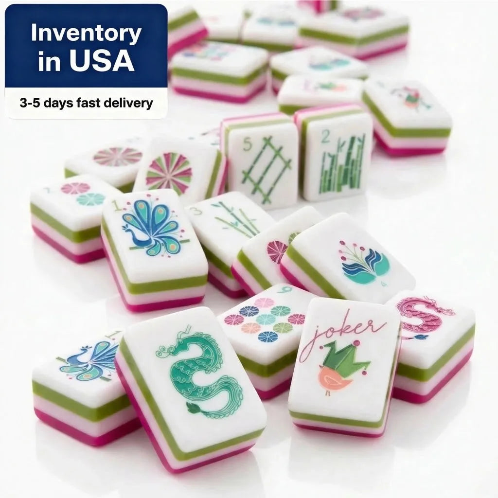 US Local Warehouse US Local Stock Free Shipping Pink 4-layer Acrylic American Mahjong Tiles Mag RTS Portable Foldable Water