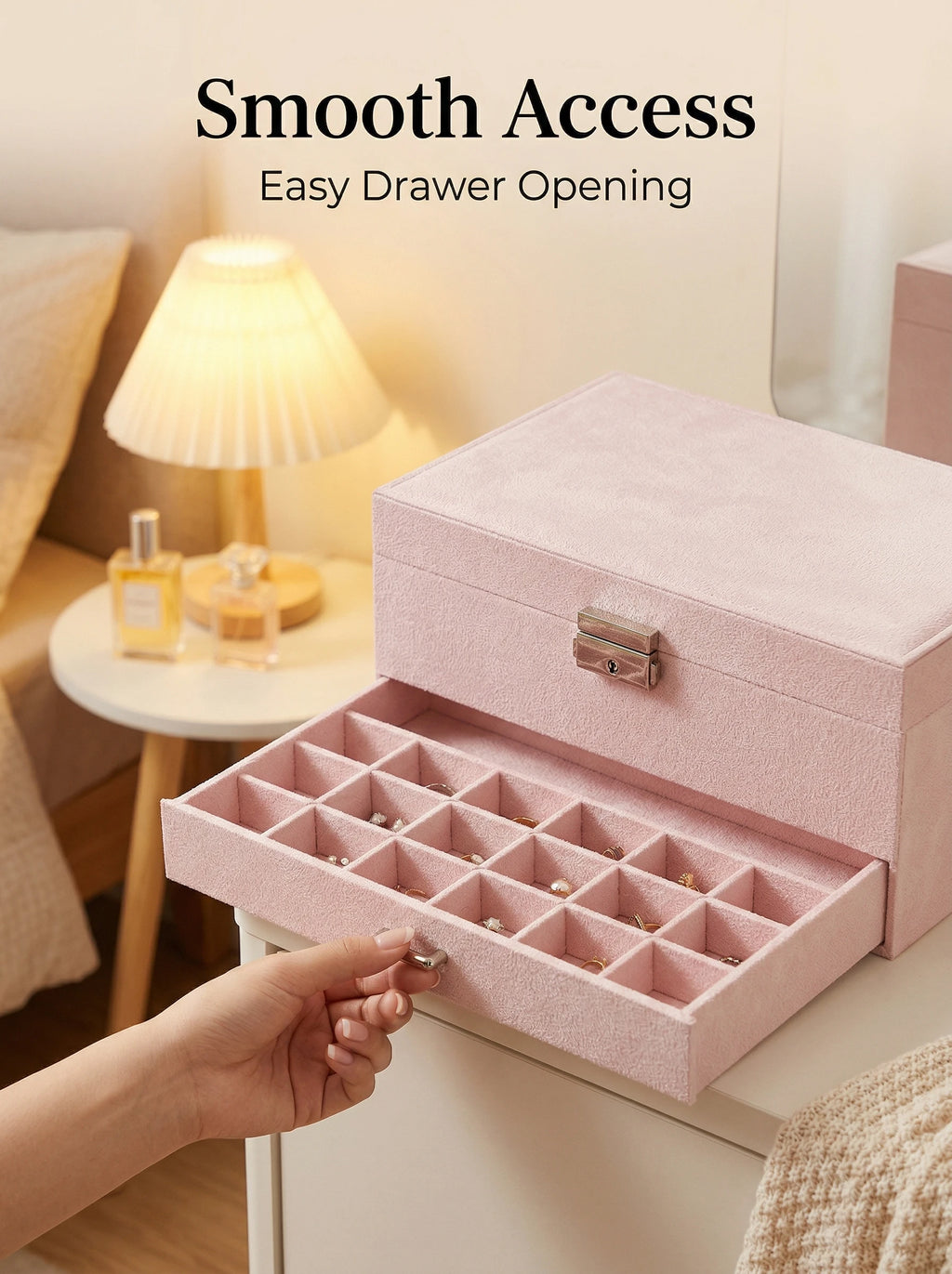A Luxurious Dark Green Jewelry Storage Box, Designed Specifically Exquisite Three-tiered Drawer-style Jewelry Box