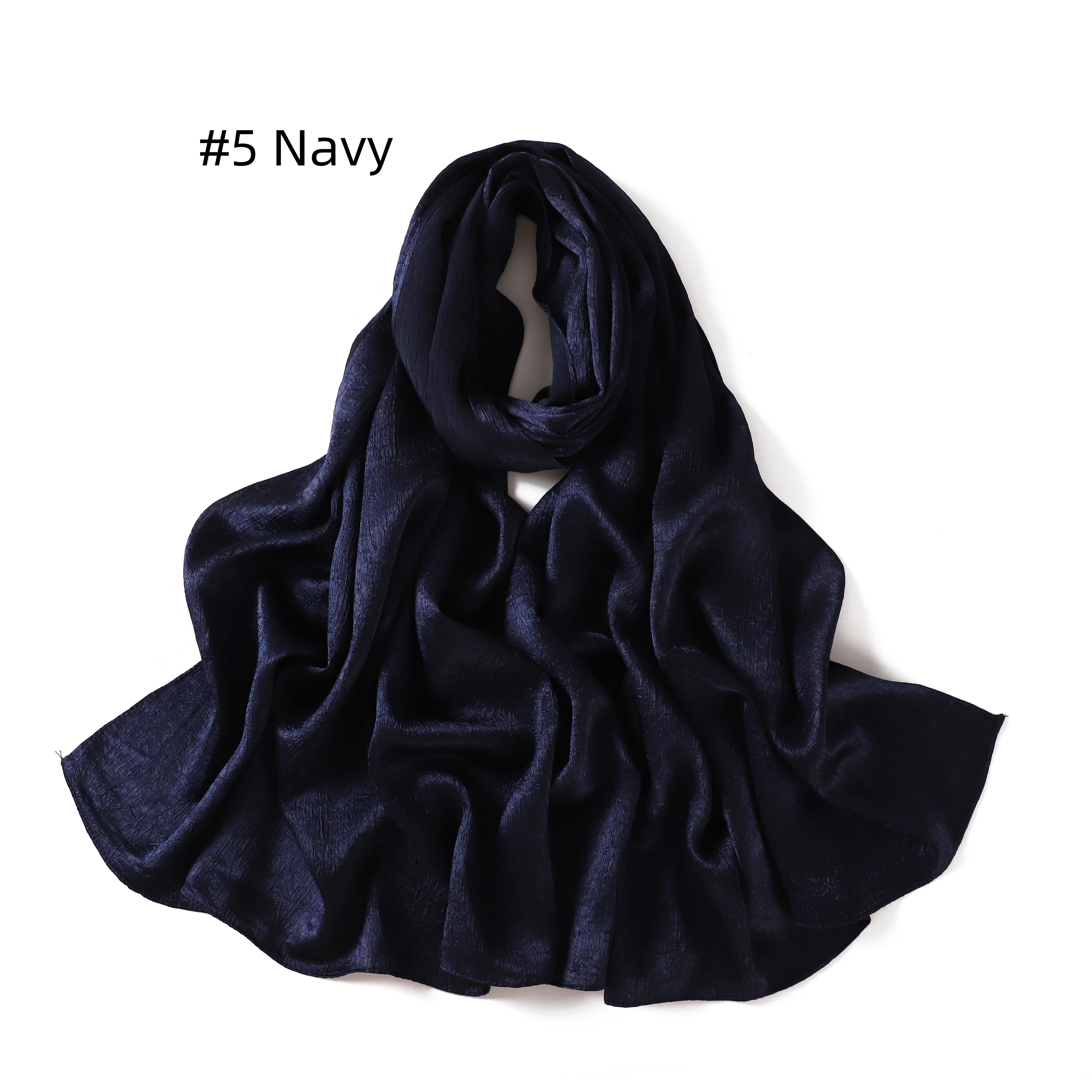 Crepe Silk Satin Solid Color Scarves Luxury Bandana Headband Headscarf Shawl Woman Turban Hijabs Rectangular Scarf for Women